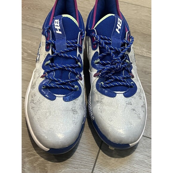 Bryce Harper Under Armour Low ST Baseball Cleats UA 8 Blue White Men's Size 10 - Picture 6 of 10